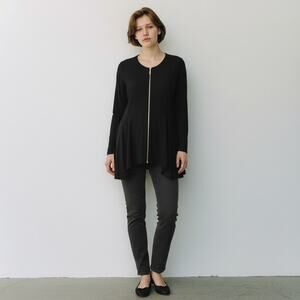 Joseph Ribkoff Womens Size 14 Jacket Tunic Black Full Zip Art Wear Lagenlook